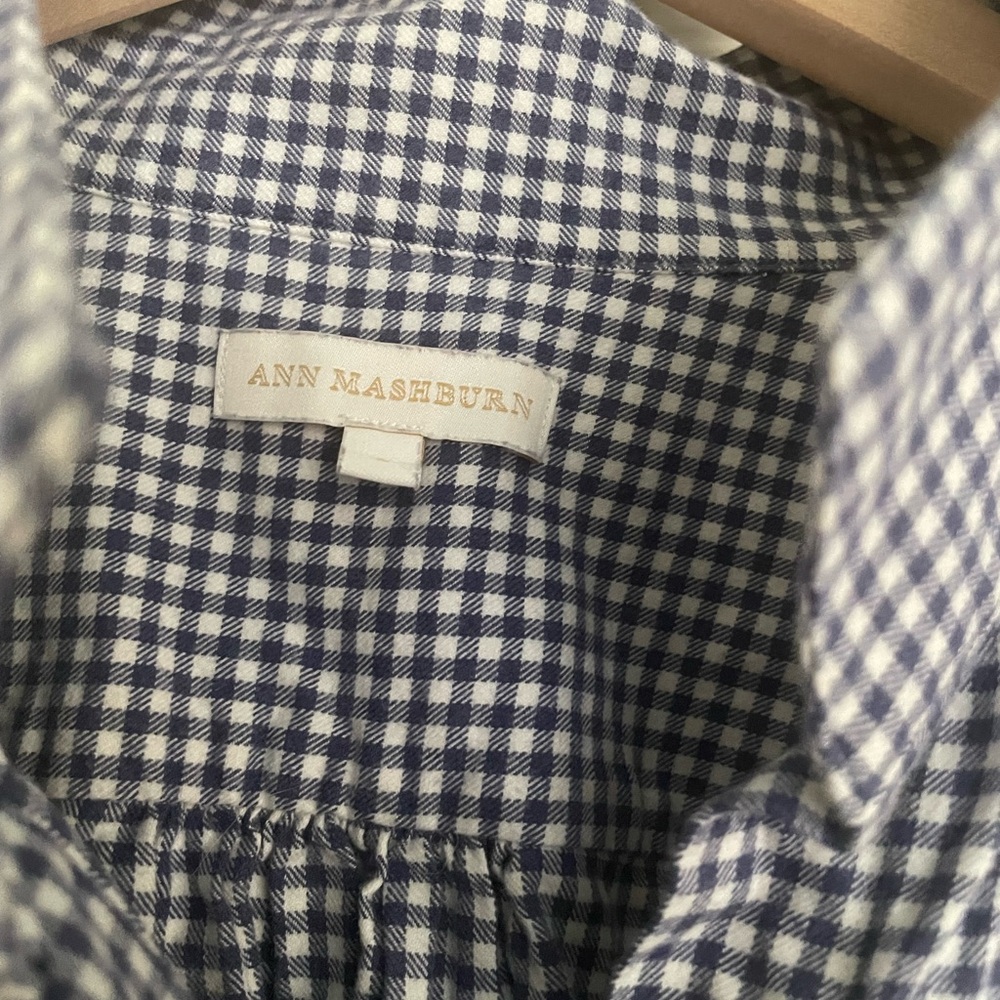 ANN MASHBURN Blue Gingham Button Down Shirt - Picture 2 of 2